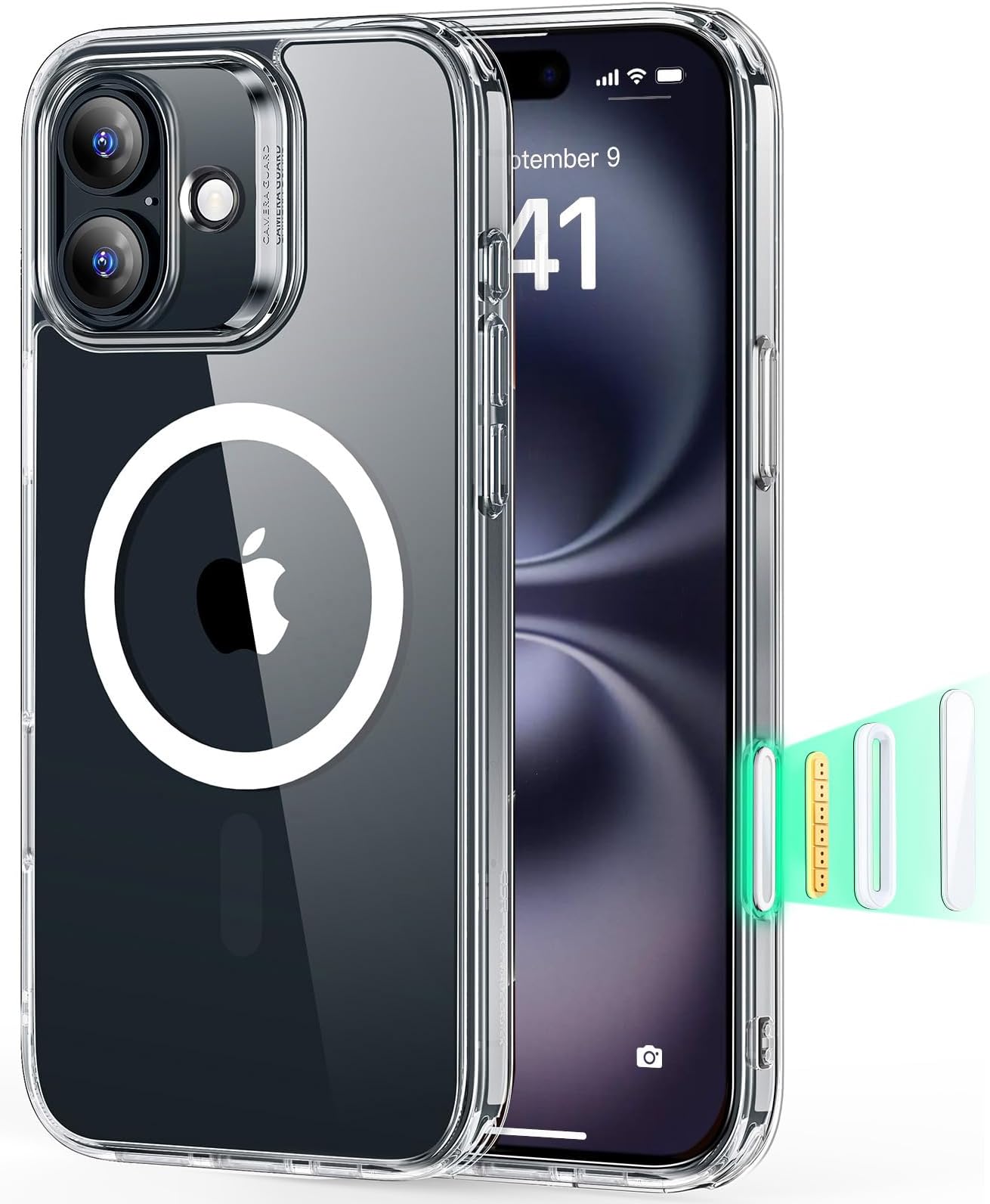 ESR for iPhone 16 Plus Case Cover, Camera Control Capture Button, Compatible with MagSafe, Shockproof Military-Grade Protection, Phone Case for iPhone 16 Plus, Classic Hybrid Case (HaloLock), Clear