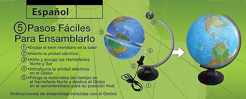 Miniatura 4 de Replogle Globo iluminado del océano azul (12"/30cm de diámetro) fácil de montar