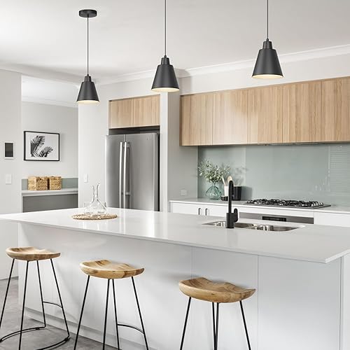 Miniatura 7 de Luces colgantes industriales, lámparas colgantes negras, lámpara vintage para isla de cocina con pantalla de metal negro, luces colgantes de granja