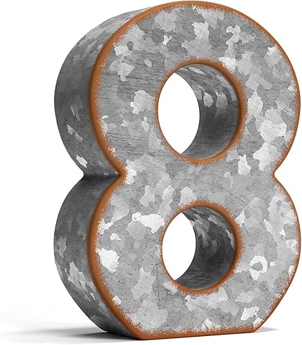 Miniatura 44 de CraftyCrocodile Letras de metal galvanizado de 7 pulgadas para decoración de pared, letra R 3D para colgar y estar de pie, letras rústicas