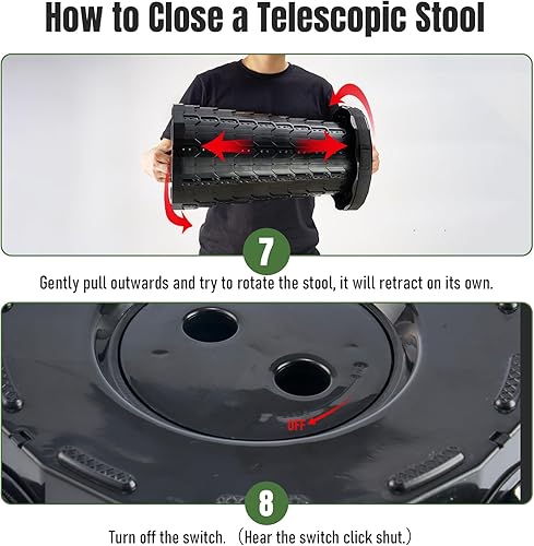 Miniatura 5 de Juego de 2 taburetes plegables mejorados, taburete plegable portátil retráctil, silla plegable portátil plegable para pesca, excursiones de