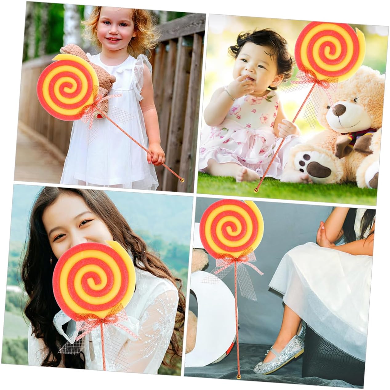 4pcs Realistic Fake Lollipop Props Cute Candy Decorations for Party Wedding and Photography Adorable Scene Props for Homes and Stores Vibrant Watermelon Red Design