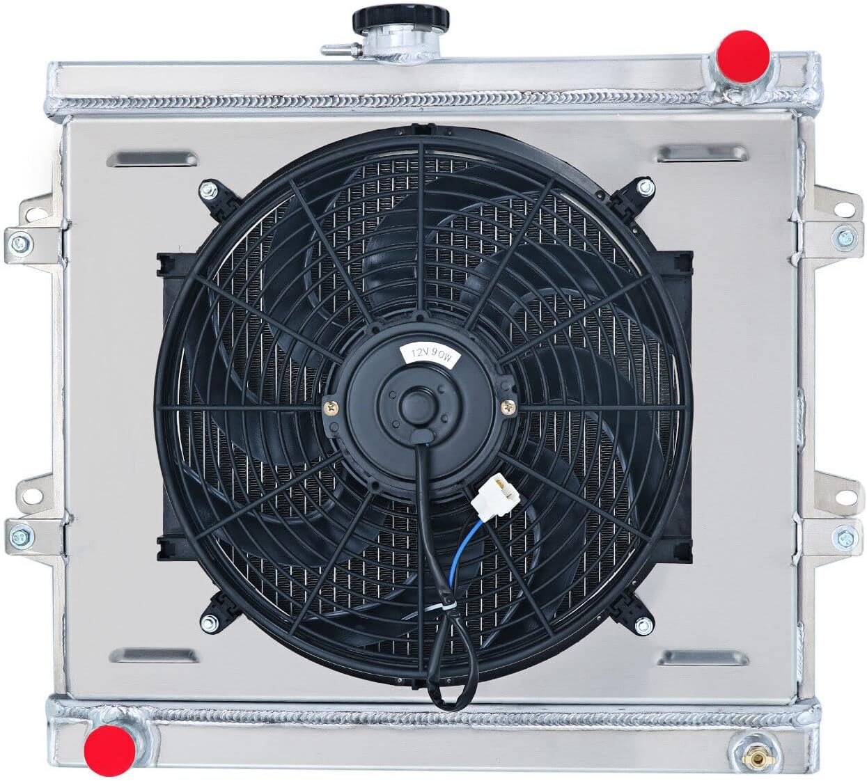 Aluminum Radiator for 1984-1995 Toyota 4Runner Pickup SR5 2.4L L4 MT, 3 Row Downflow Radiators with Shroud Fan Relay Kit