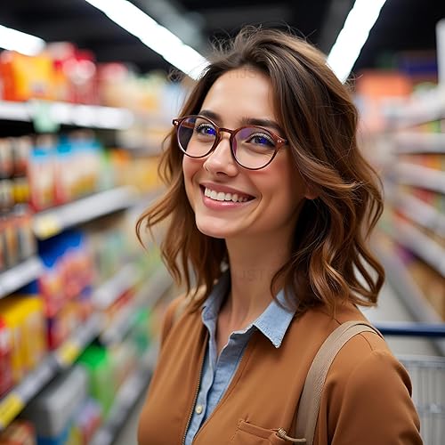 Miniatura 2 de HJSTES Gafas de luz azul vintage para mujeres y hombres, lentes de computadora transparentes con marco grueso redondo