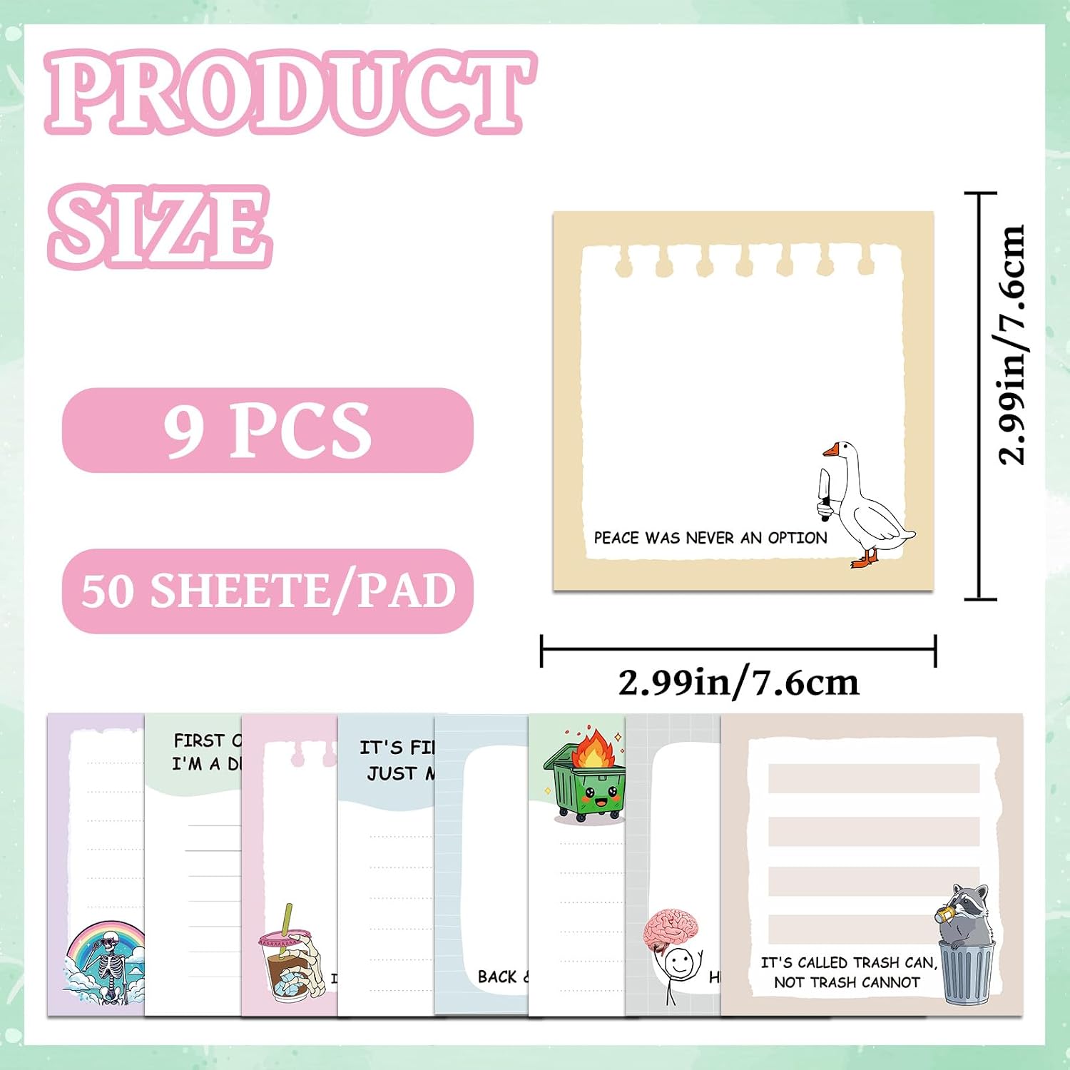 Funny Sticky Notes - 9 PCS Fun Self Adhesive Notepads Sarcastic Novelty to Do List Memo School Office Supplies Dumpster Fire Desk Accessories for Coworker Boss Teacher image 5