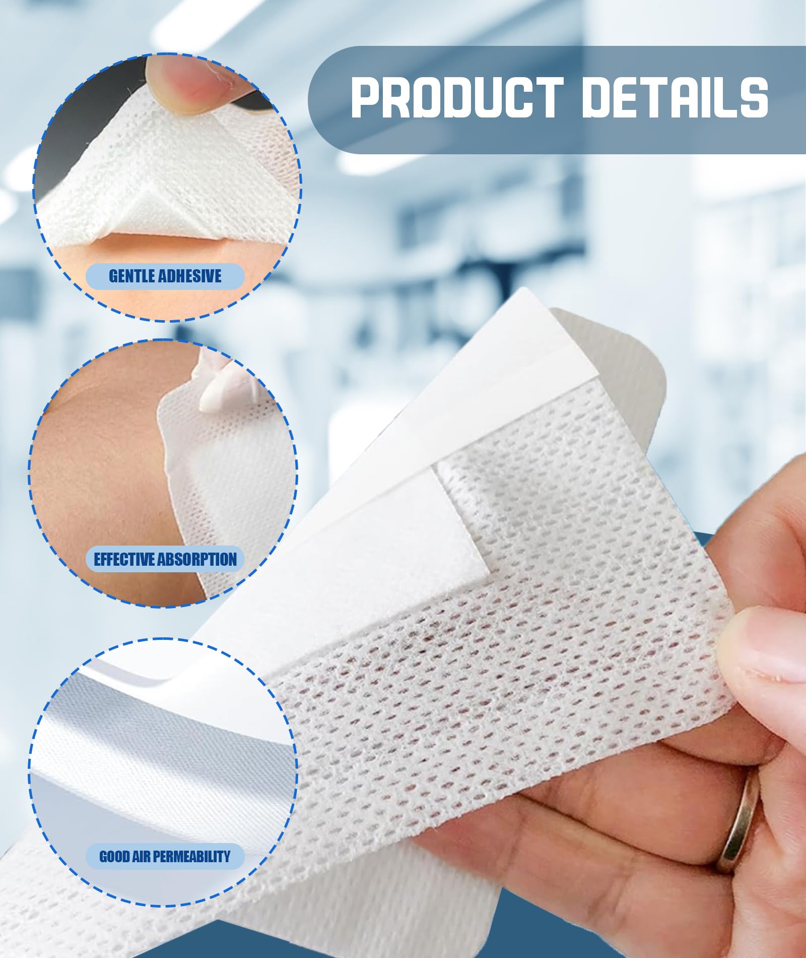 20 Pcs Bandages for Wounds, 4 * 4 in Kt Tape, Bandage Self Adhesive Breathable Wound Patch Retention Needle Patch Application ﻿ — Amazon image 2
