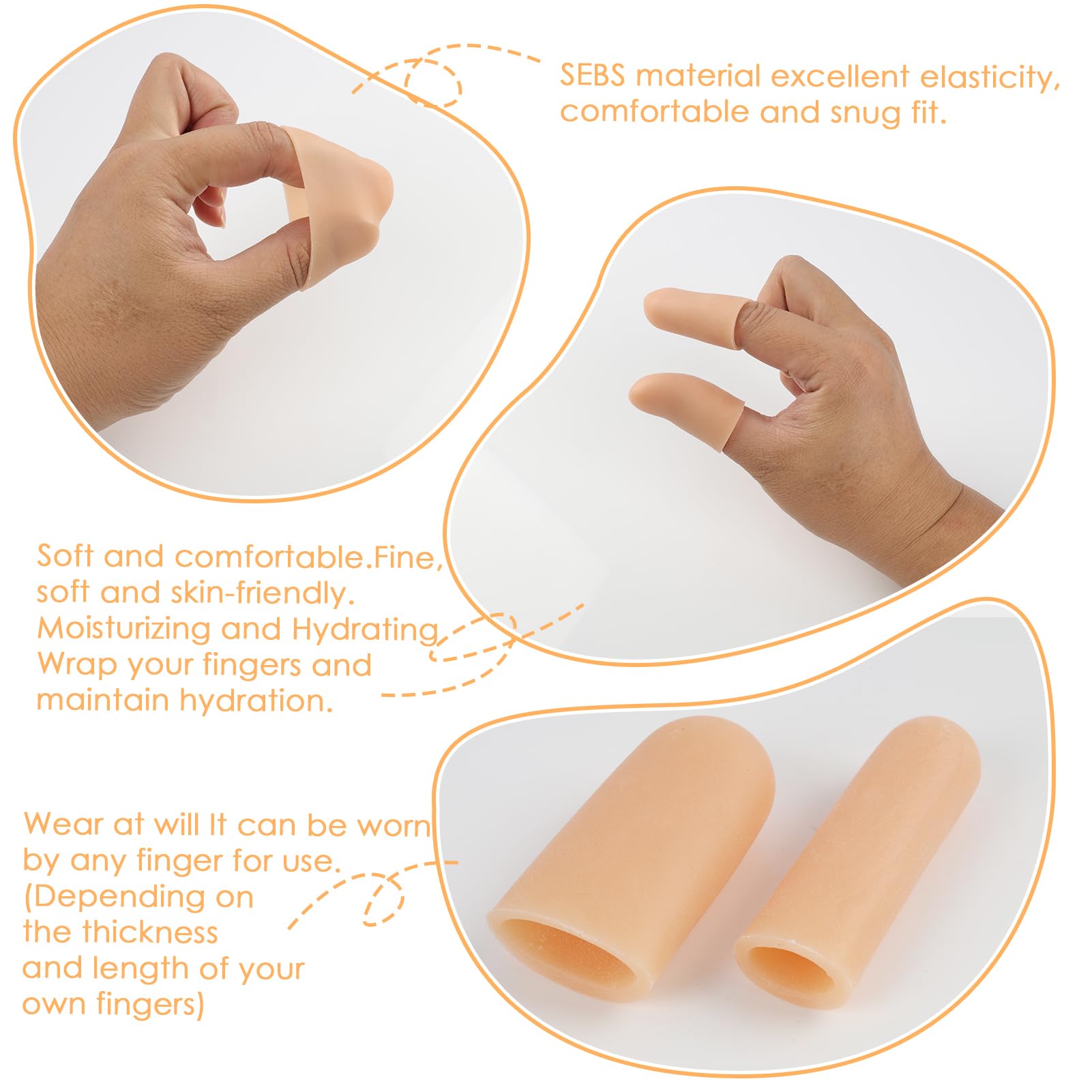 30PCS Protège Doigts en Silicone Étanches, Doux et Réglables Protection Durable pour Protège, SEBS matériau humidifiant et hydratant Pouce Flexible per Activités Quotidiennes