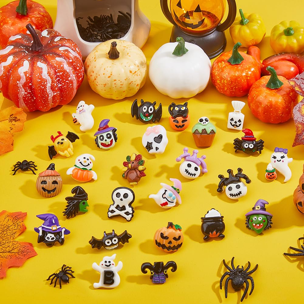 25 Styles Halloween Push Pins - Pumpkin Bat Ghost Skull Themed Cork Board Pins