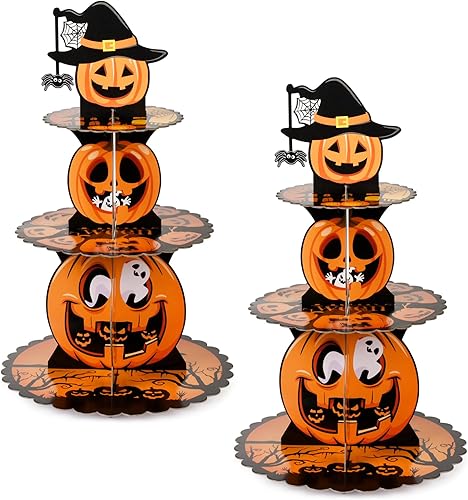 2 piezas de decoración de fiesta de autos de carreras de 3 niveles redondos de cartón para 24 cupcakes, niños y niños, dos regalos de fiesta de