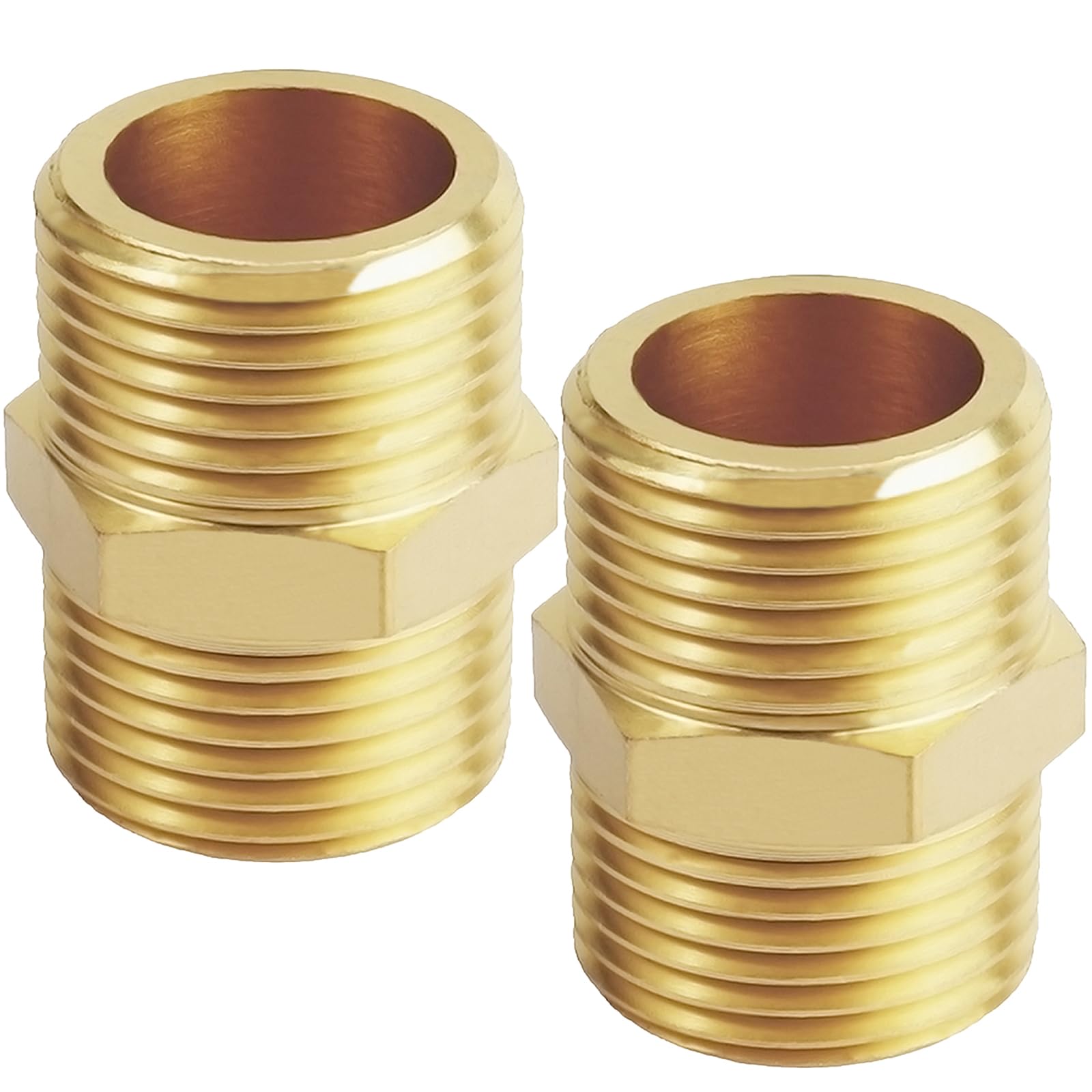 YOUHO 2-Pack 1" NPT Male Thread Brass Pipe Nipple Adapter Fittings