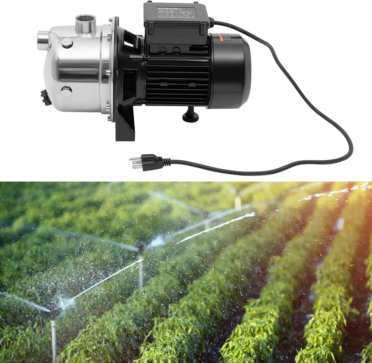 1.5 HP Portable Shallow Well Pump, 1200 GPH High Pressure Water Pump, Sprinkler Irrigation Pump, 115V Electric Water Transfer Pump, Water Pressure Booster Pump for Home, Garden, Farm, Lawn
