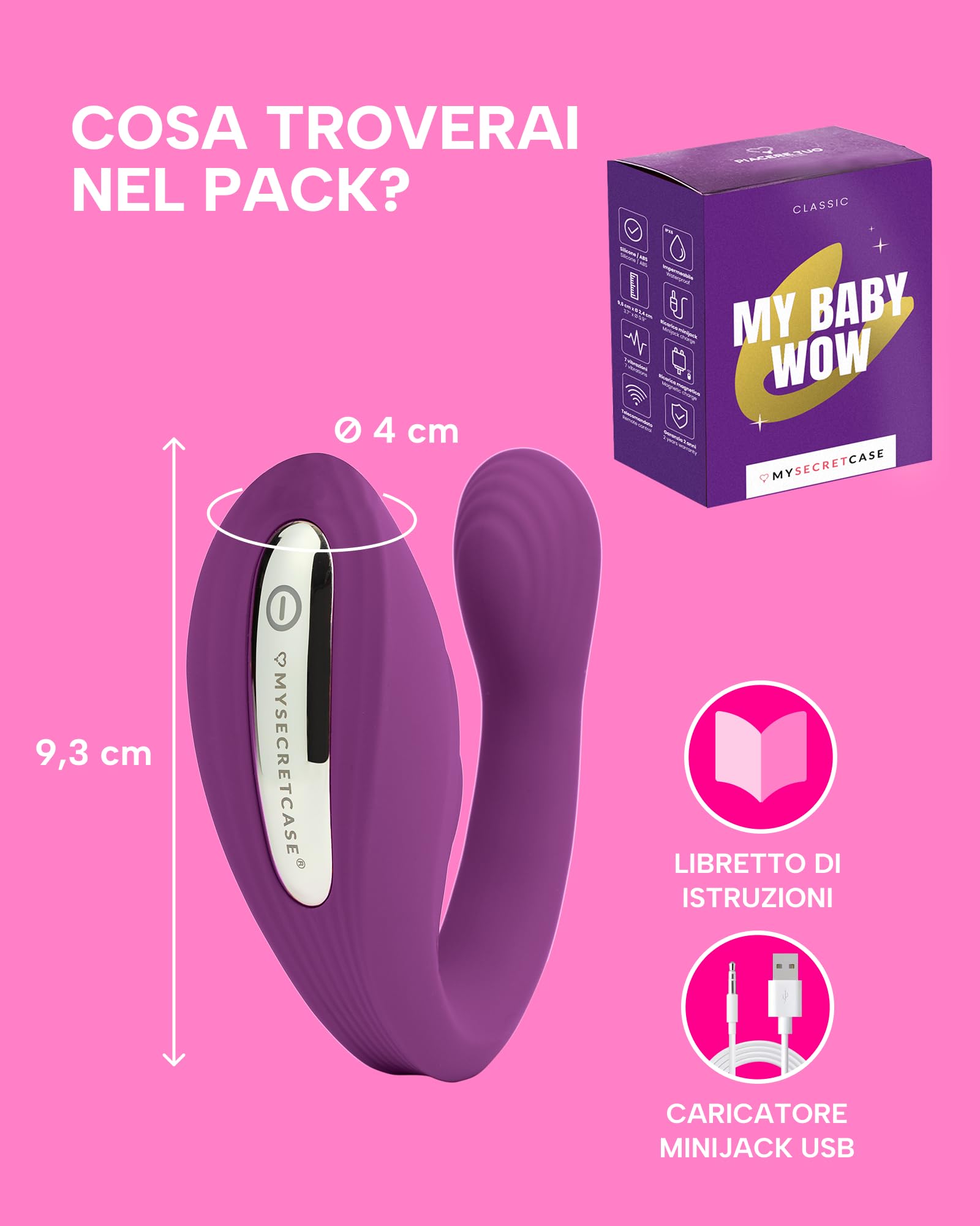 MySecretCase Sexytoysys Donna Vibratoreper Donna con Telecomando a Distanza 7 Modalità Vibrazione e 7 di Pressione Stimolatore Clitoride Femminile Sexytoysys Coppia Vibratore per Coppia Viola