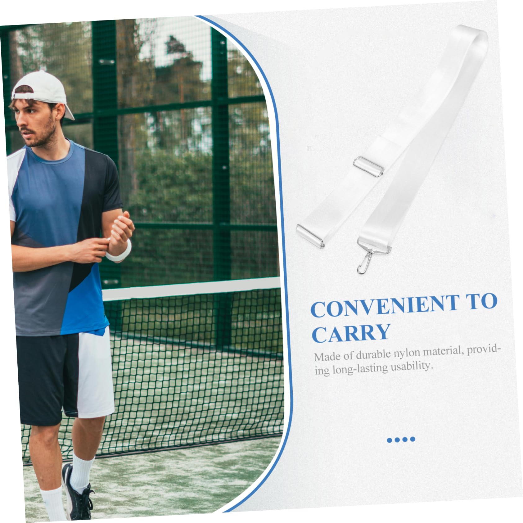 BESTonZON Cintura a rete da tennis accessori per campi da tennis reti da tennis cinghia per rete da tennis portatile cinghie per rete da tennis regolabili rete sportiva nylon bianca