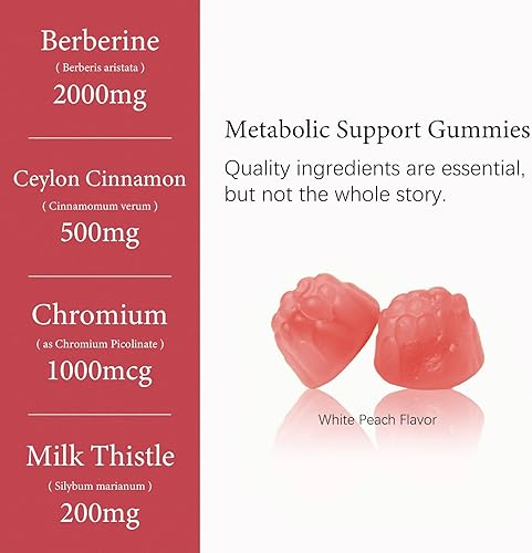 Miniatura 2 de Suplemento de gomitas de berberina de 2000 mg, HCl de berberina con canela de Ceilán, cromo, cardo mariano orgánico para mujeres y hombres, apoyo al