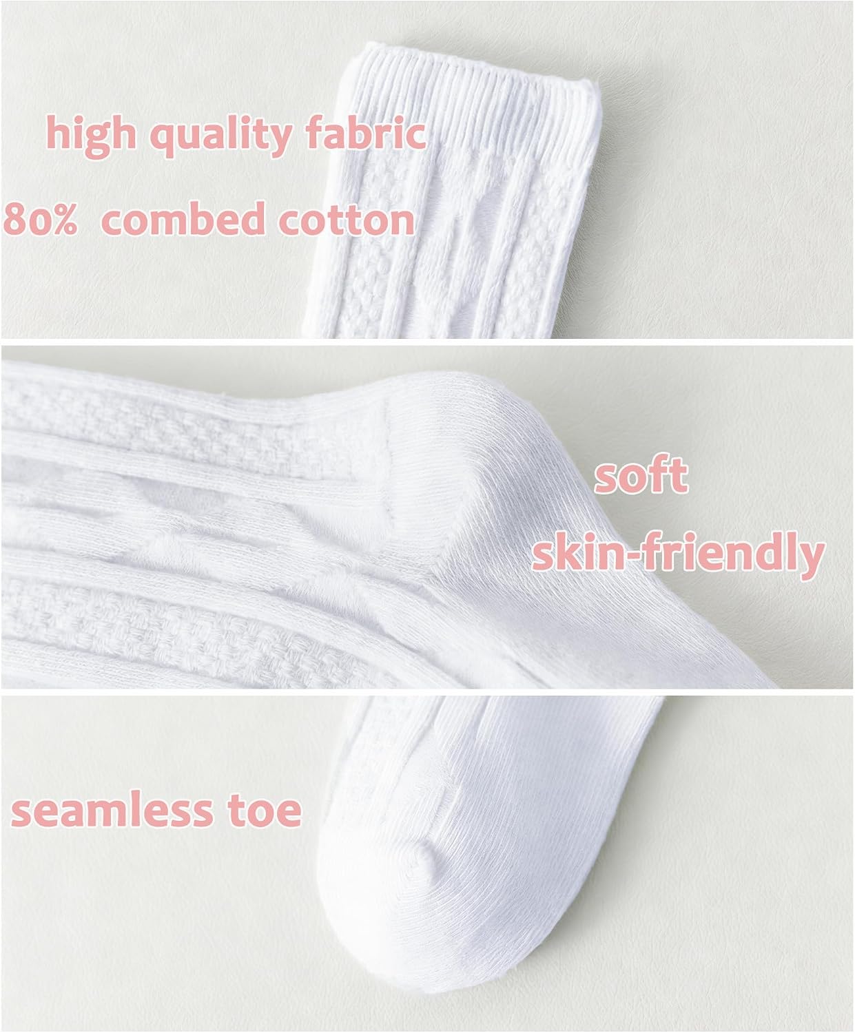 Baby Knee High Socks Toddler Seamless Socks Cotton Long Stockings Cable Knit Newborn Tube Sock for Infant Boys Girls