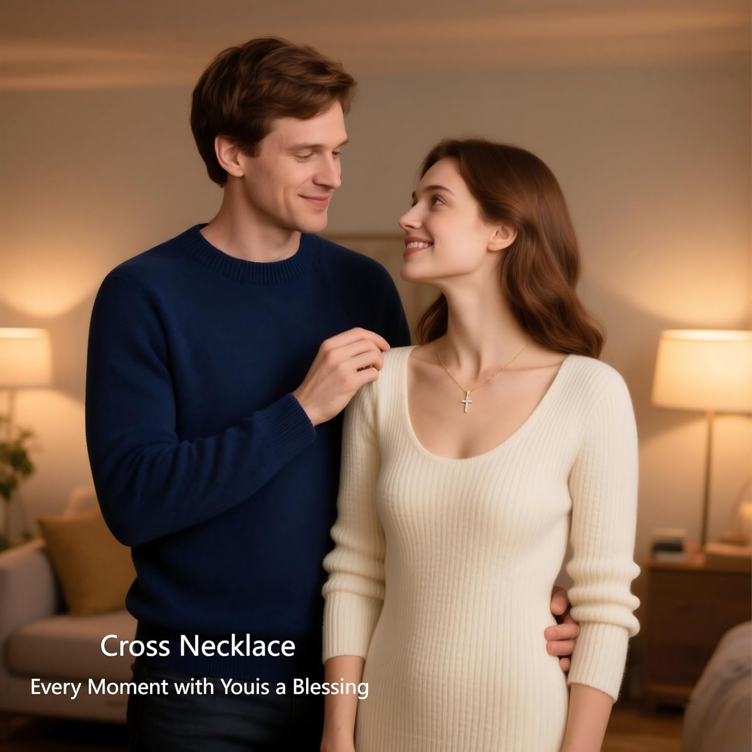 Cross Pendant Necklace for Women, 14K Gold Plated S925 Sterling Silver with Sparkling Cubic Zirconia, Religious Jewelry Gift of Faith, Baptism, Confirmation Gift for Her - Image 3