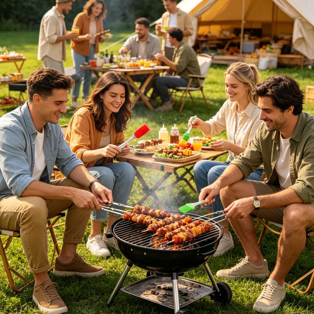 Brochettes de Barbecue en Acier Inoxydable 30cm Lot de 24 Réutilisables