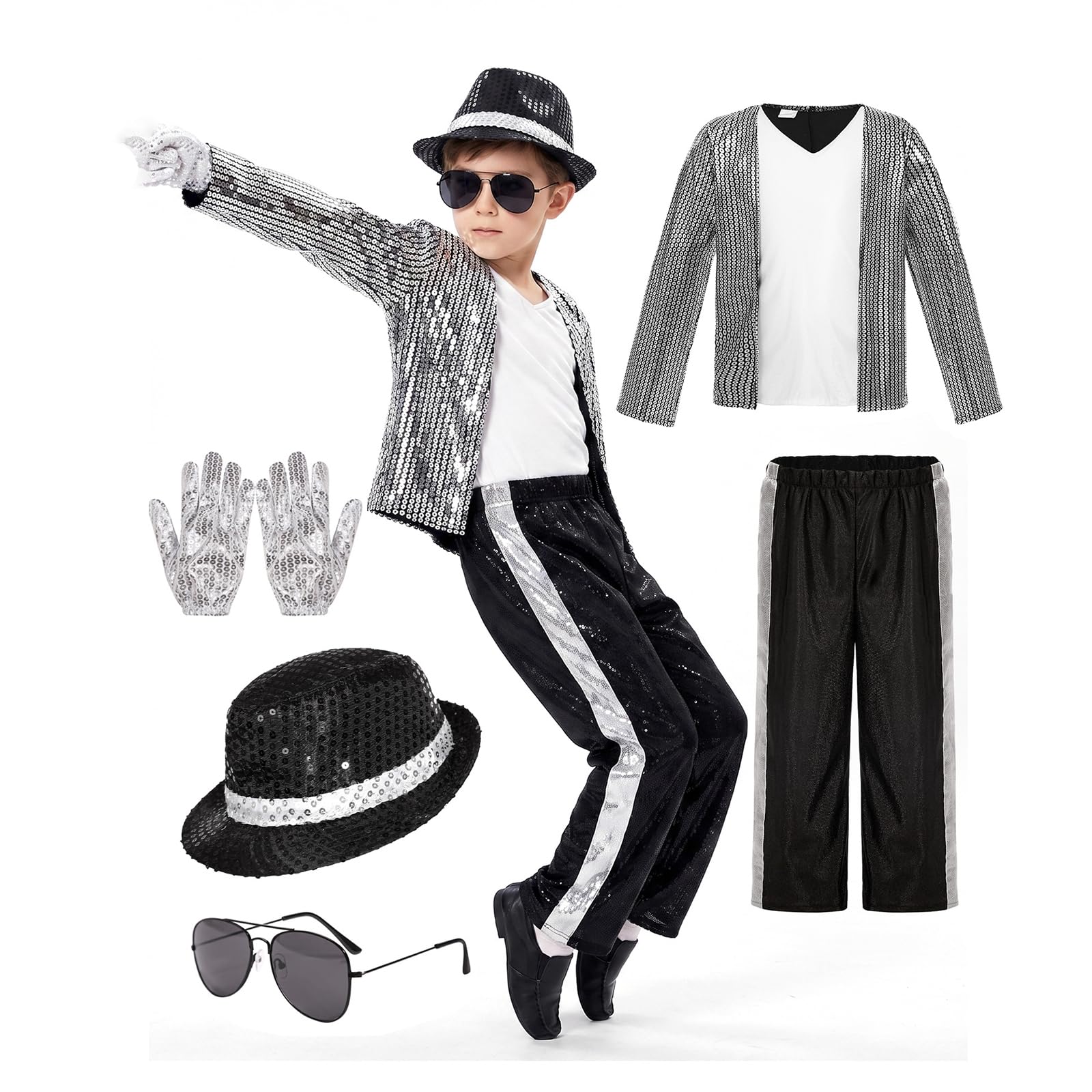 MJ Costume Accessories Michael Merch 80s Dancer Fancy Dress Sets for Party