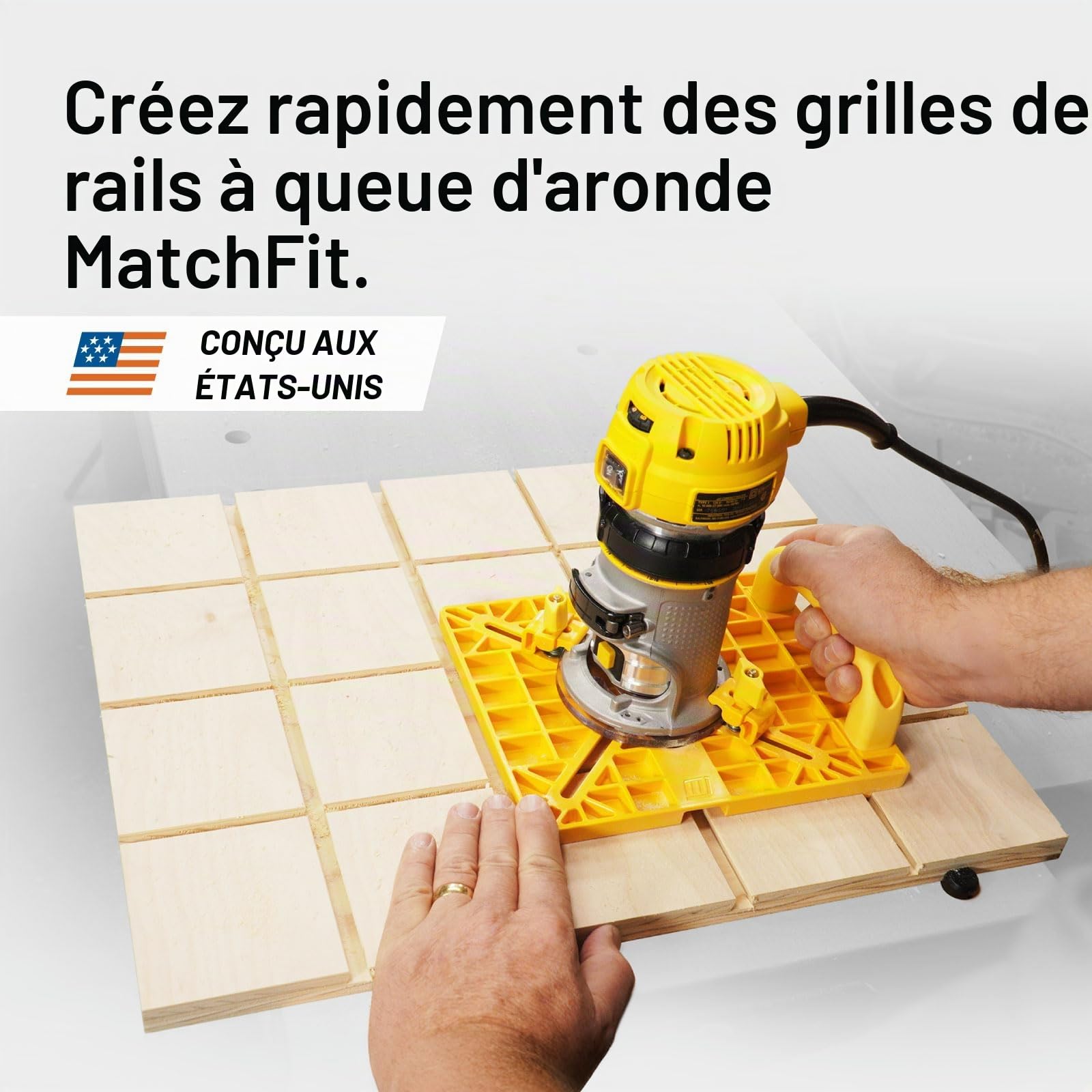 MICROJIG MatchFit MFRG-400-025 Guide de routage de grille – Outil de précision pour rails de serrage à queue d'aronde, installation facile, design auto-indexé, compatible avec les défonceuses | Kit