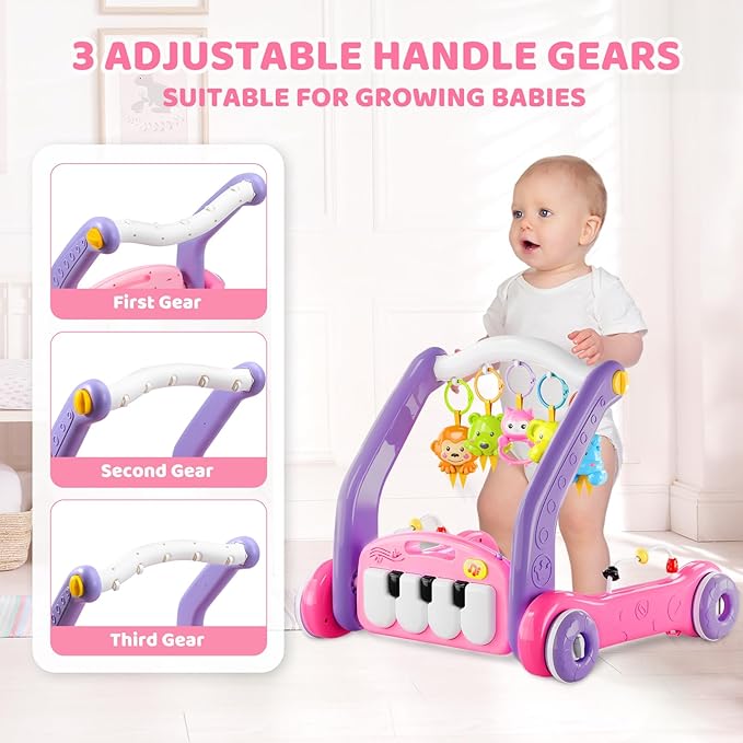 Tapete de juegos 4 en 1 con andador y piano para bebé 0-12 meses miniatura 5