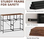 Somdot Dresser pour chambre avec 7 Tiroirs,Tige de tiroirs à voile avec plateau en bois,Dressing en tissu noir avec tiroirs de rangement pour le salon,Fermière,Entrée,Brun rustique noir