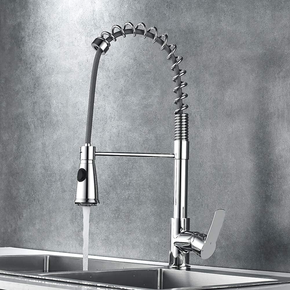 GRIFEMA Lyon - Grifo Profesional cocina con ducha extraíble, mezclador monomando fregadero, Cromo