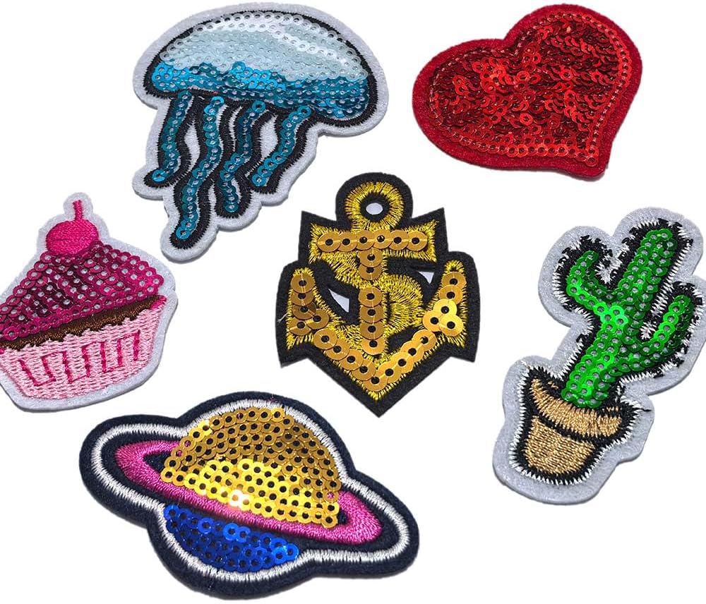 Sequins Sewing on/Iron on Embroidered Patches Clothes Dress Hat Pants Shoes Curtain Sewing Decorating (Sequins-2)