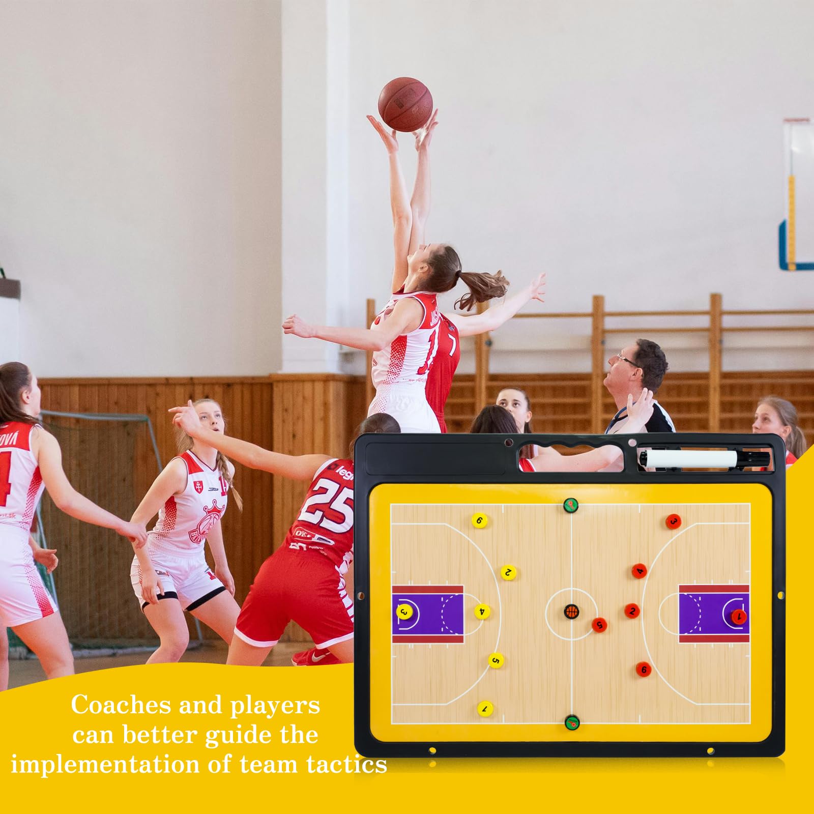 Pizarra Entrenador de Baloncesto Magnética Plegable con Imanes, Lapiceros y Borrador