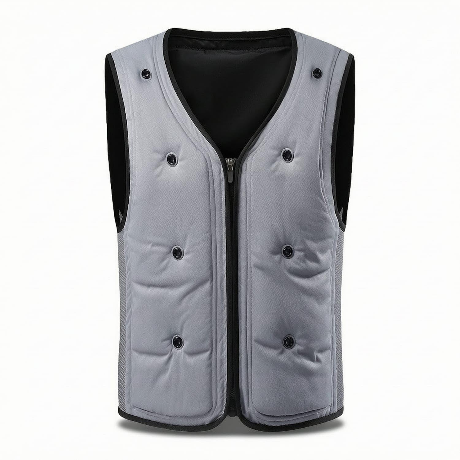 MERISHOPP Ventilated Cooling Vest with Mesh Side Panels Breathable Mesh Cooling Vest Sleeveless Workwear Quilted for Outdoor Workers, Construction Sites, Gray, 4XL-picture-15