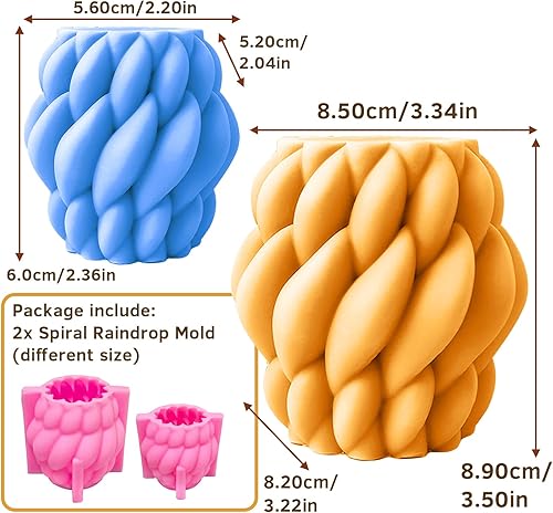 Miniatura 2 de 2 moldes de vela modernos de resina de silicona geométrica 3D, molde de vela en espiral, gota de lluvia, resina única, cera de jabón, molde de