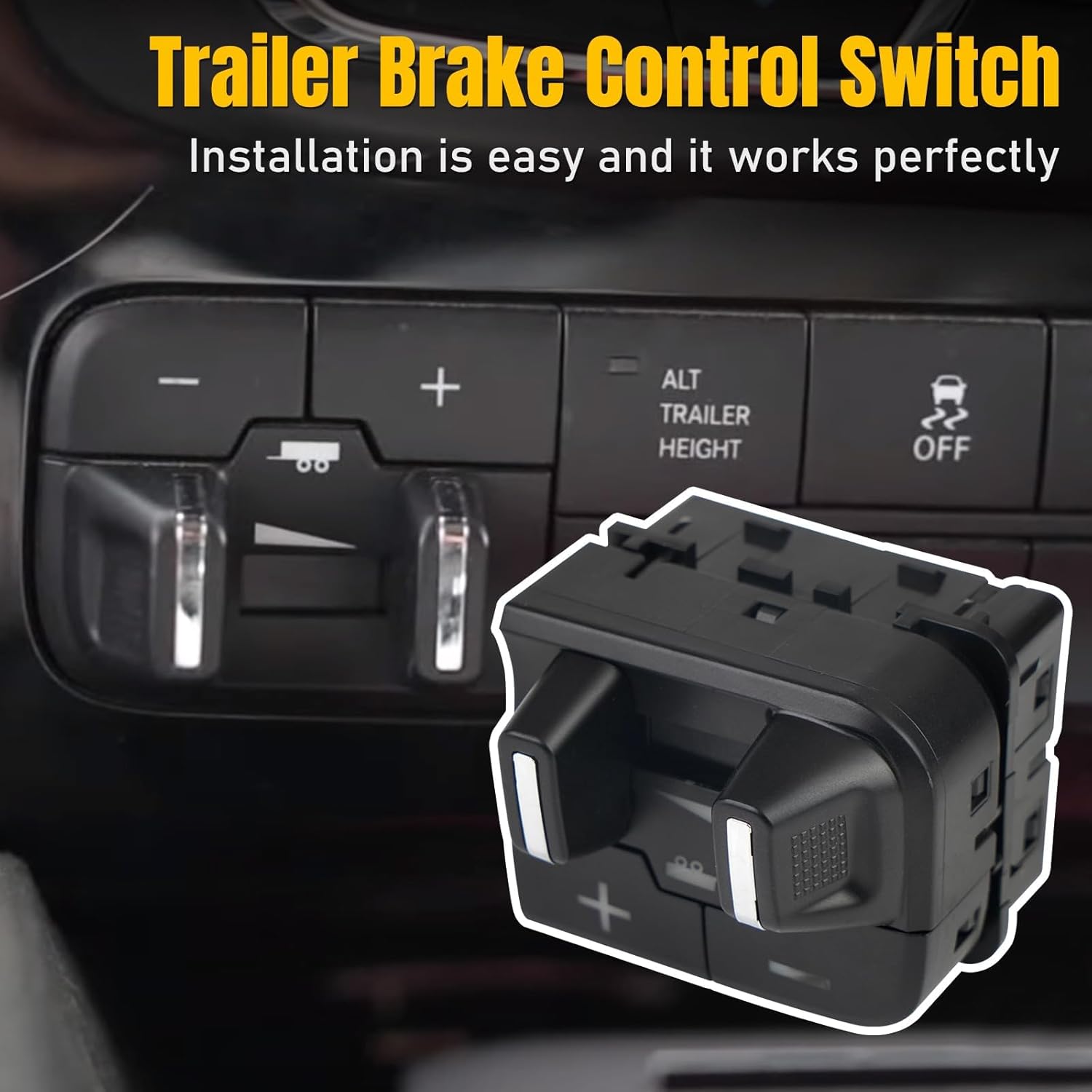 Trailer Brake Control Module Switch kit Compatible with Ram 1500 2500 3500 4500 5500 2016-2018 1500 Classic Edition 2019-2021 in-Dash Trailer Brake Controller Replace 82215040AC 82215040AB 68105206AC