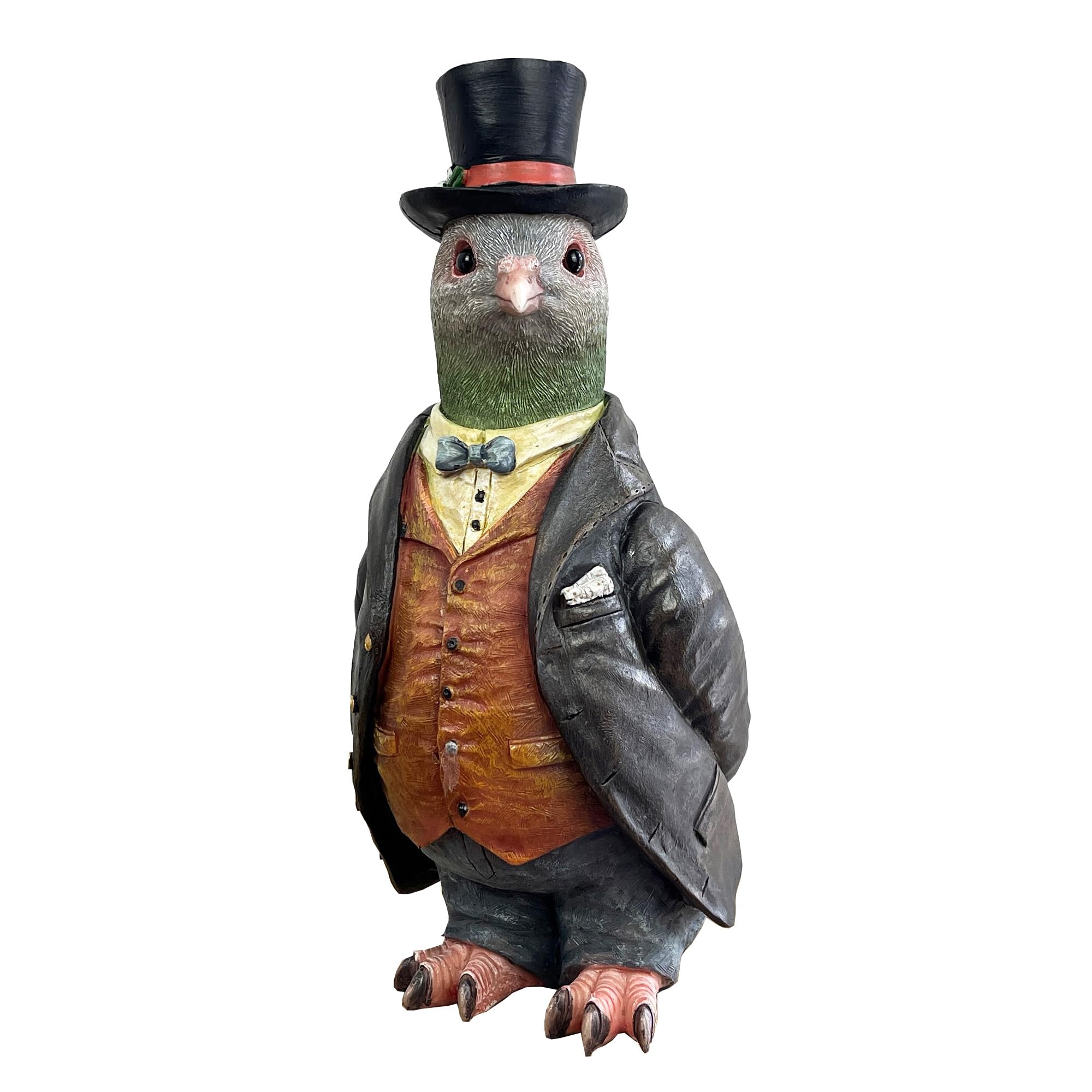 Alfie Francis 27.5cm Tall Vintage Style Dapper Pigeon in a Top Hat Ornament Figurine Statue Home Decoration Accessory