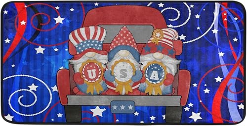 Miniatura 1 de Alfombra de cocina con diseño de gnomos de bandera estadounidense, alfombra de baño, alfombra cómoda antideslizante para baño, interior, 39 x 20