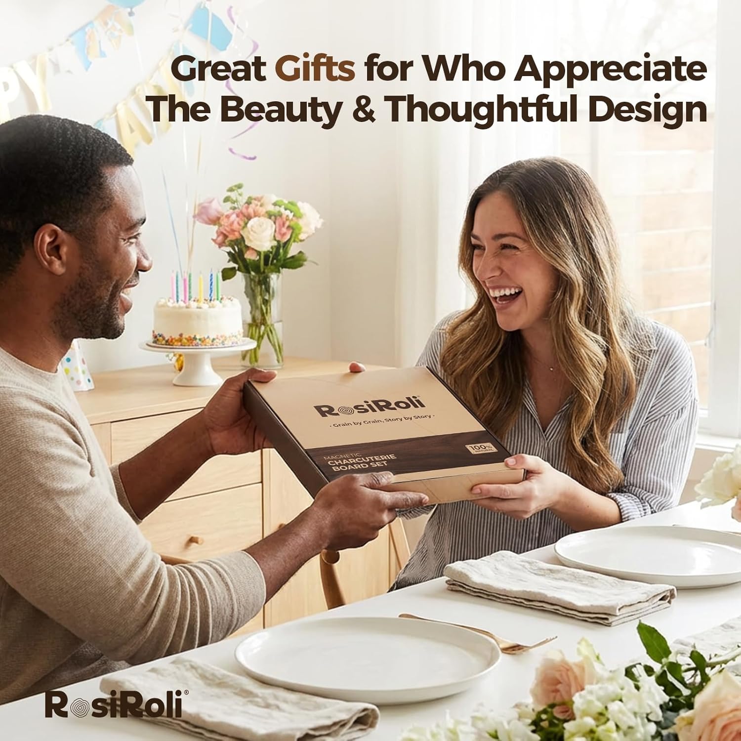 Acacia Wood Charcuterie Board Set - Cheese Board Set with Magnetic - House Warming Gifts New Home, Wedding Gift for Couple, Bridal Shower Gift, Gifts for Father, Perfect for Party