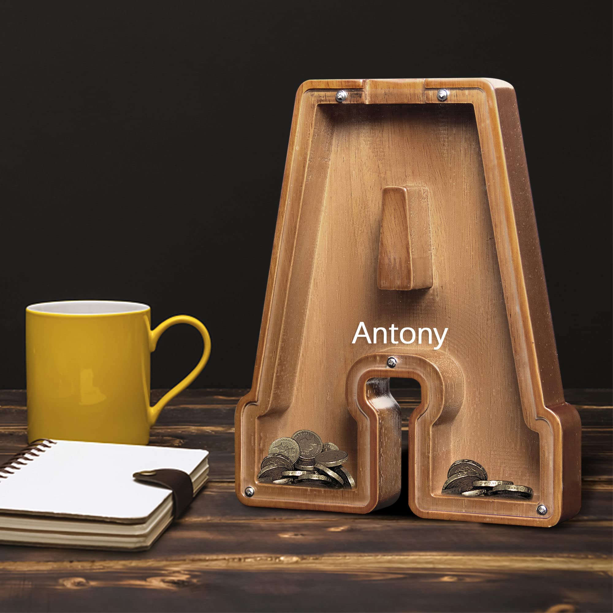 Tirelire En Bois Pour Garçons Et Filles - Grande Tirelire En Bois Avec Lettre De L'alphabet - Pour Enfants (taille M