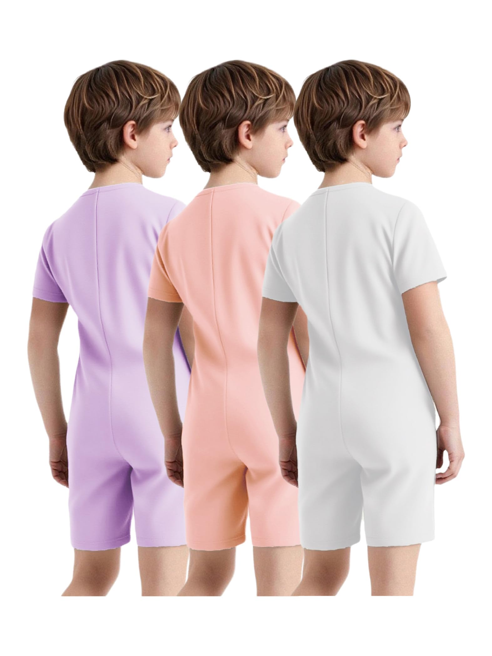 Pacco Abbigliamento Adattivo Bambini Con Esigenze Speciali Jumpsuit Maniche Corte Con Cerniera Sul Dorso Lautismo
