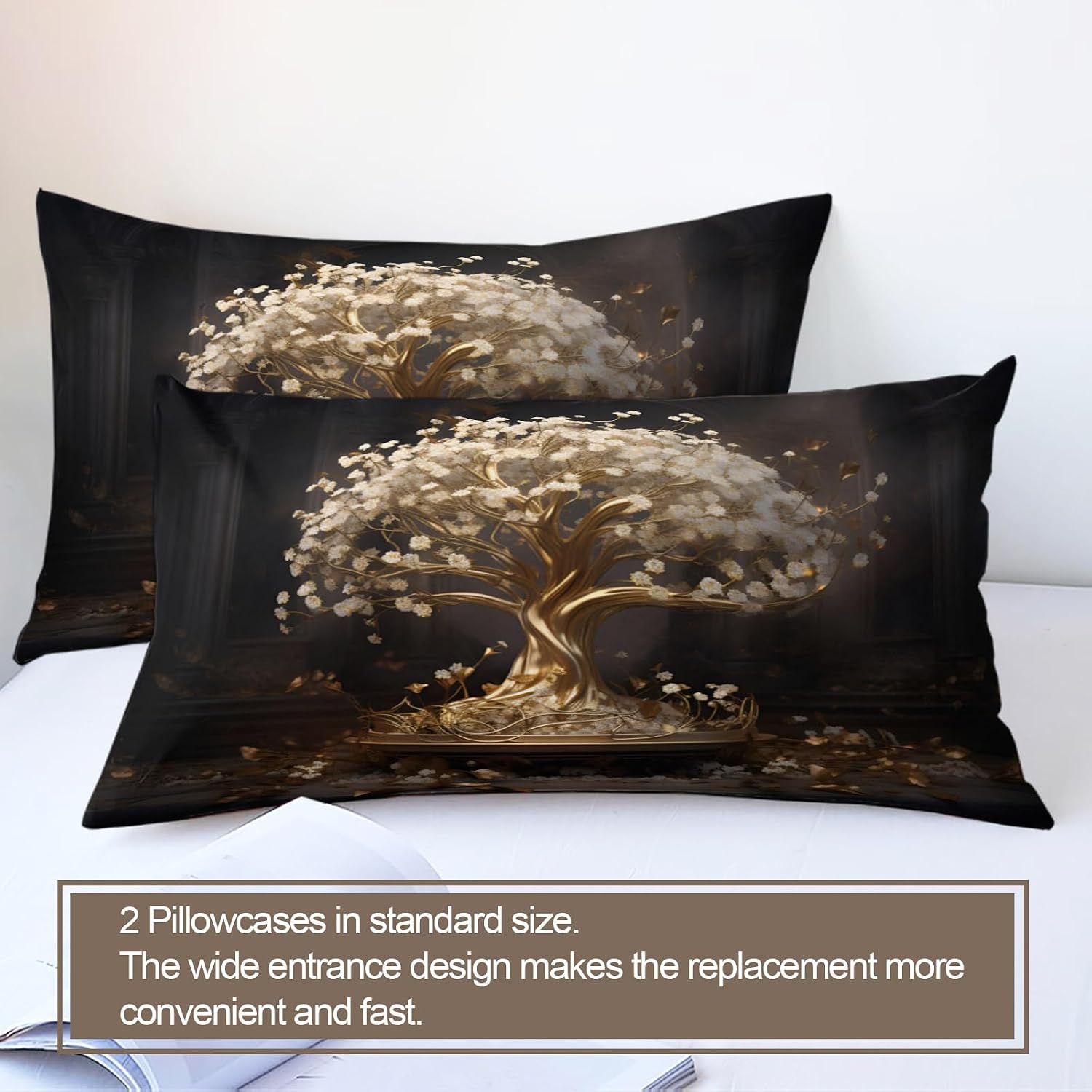 Landscape Duvet Cover Twin - Tree of Life Home Decor & Gifts, 3 Piece Back to School Dorm Bedding, Easy Care Microfiber Comforter Cover & Pillowcases, Fantasy Tree image 5