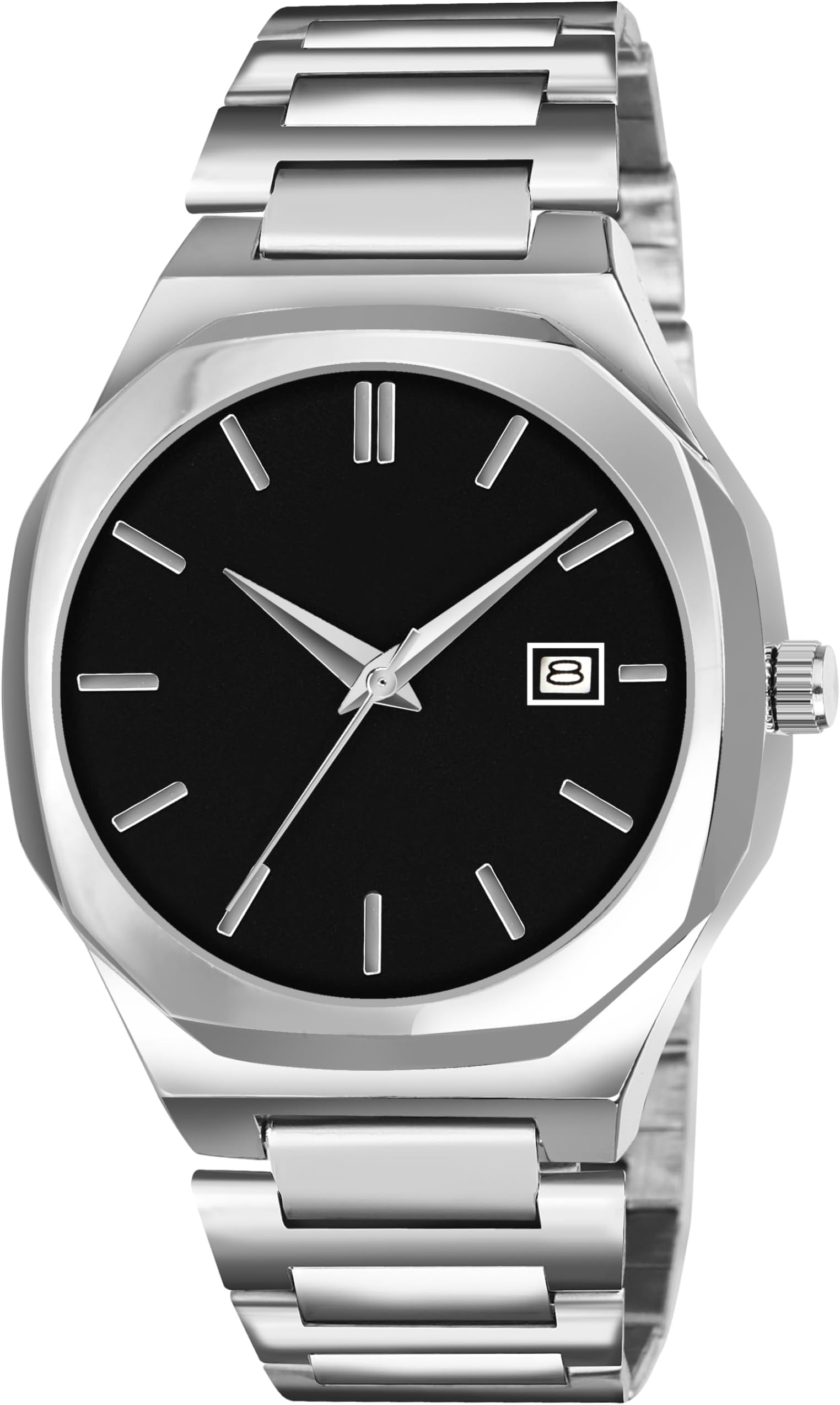Trending Date Functioning Round Dial and Stainless Steel Strap Analog Watch for Men/Boys