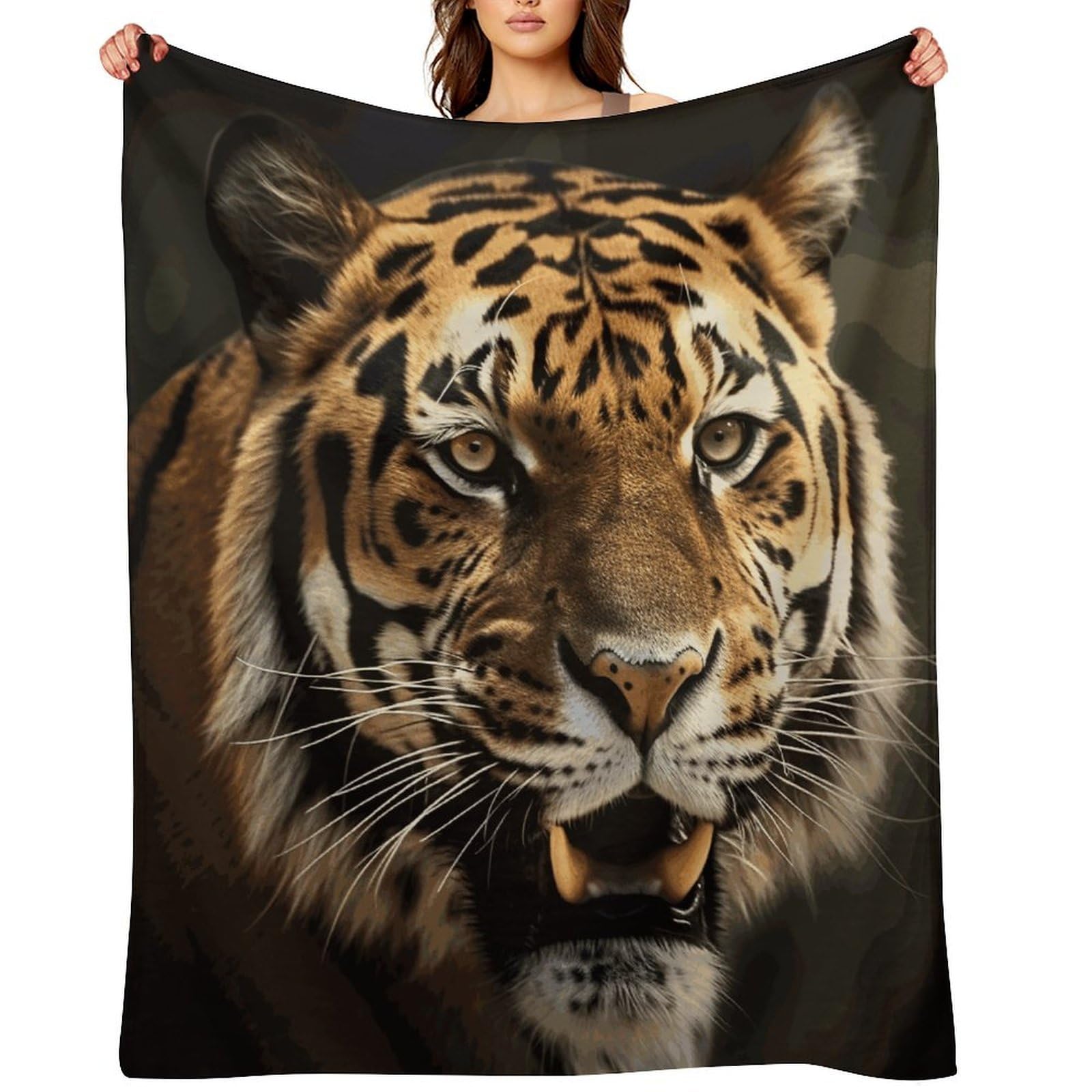 Tiger Blankets Flannel Soft Blanket for Couch Warm Cozy Throw Blankets Fashion Bed Blanket Thick Bath Towel Bedspread Tapestry for Home Supplies Gift 50"x60"