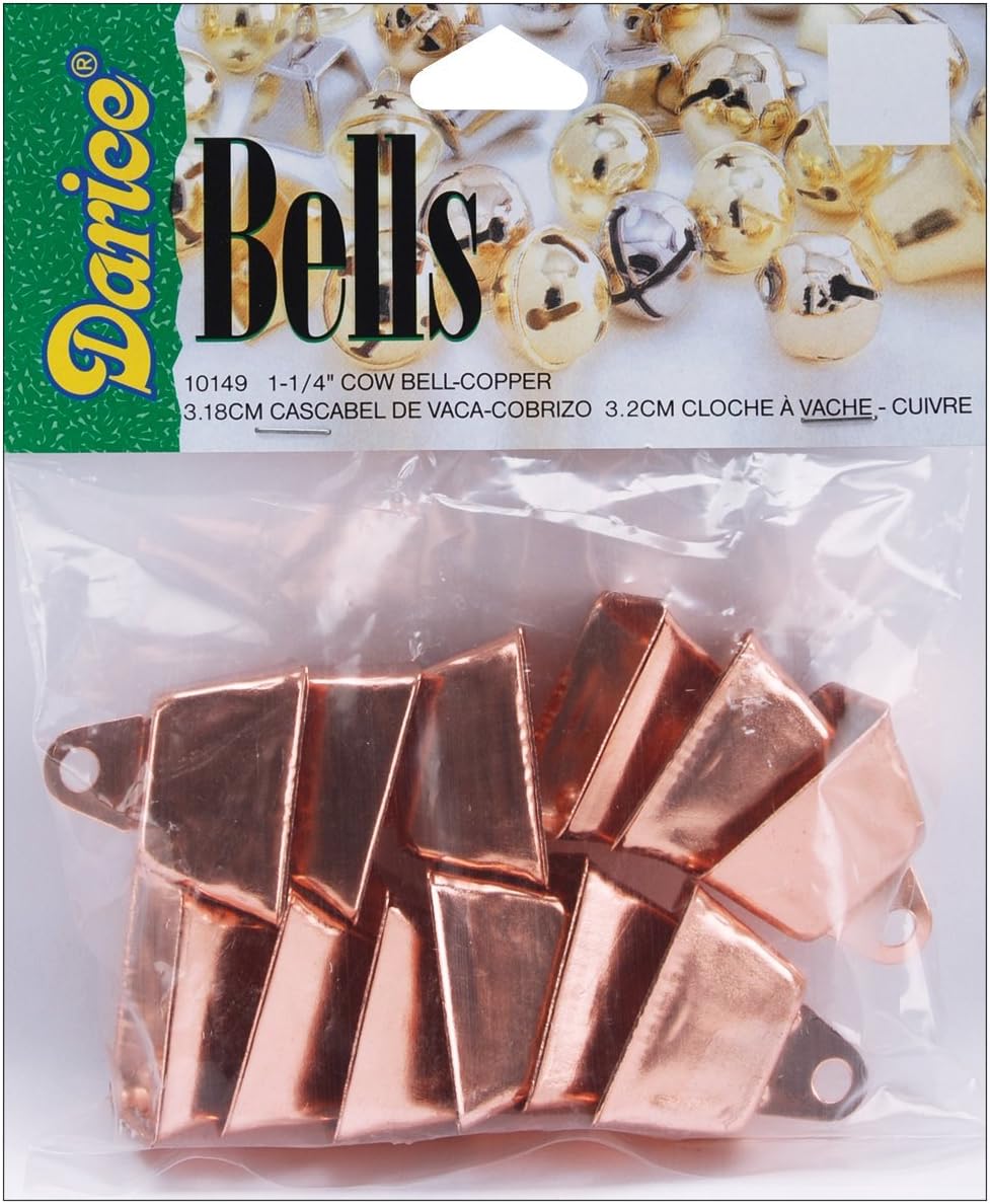 Darice 10149 12-Piece Cow Bell, 1.25-Inch, Copper
