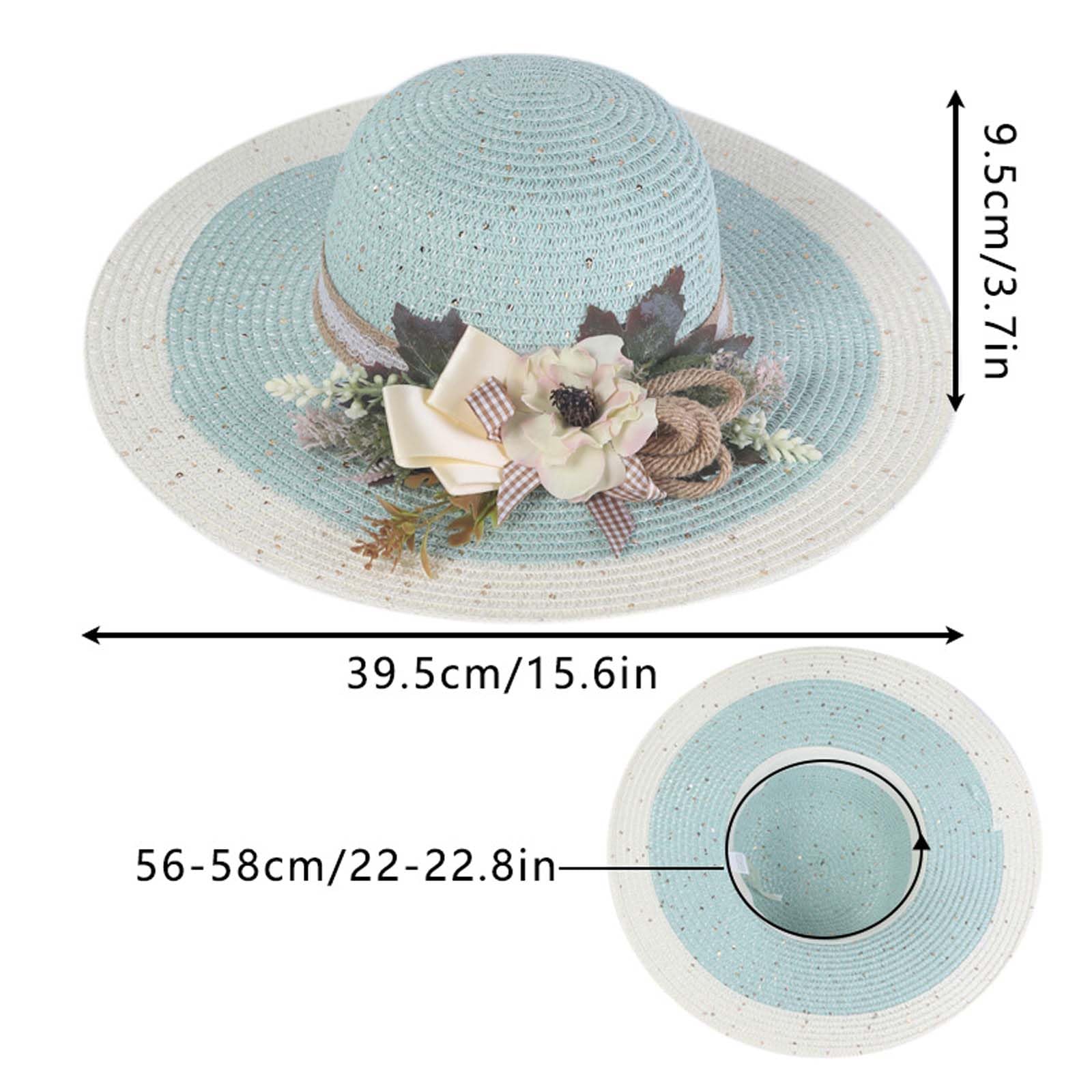 Cappello da Sole Cappelli da Sole, Cappello da Sole da Donna in Paglia, Pieghevole, Lavorato all'Uncinetto, 50+ Cappelli Fatti a Mano con Fiocco Multicolore(Skin Pink)