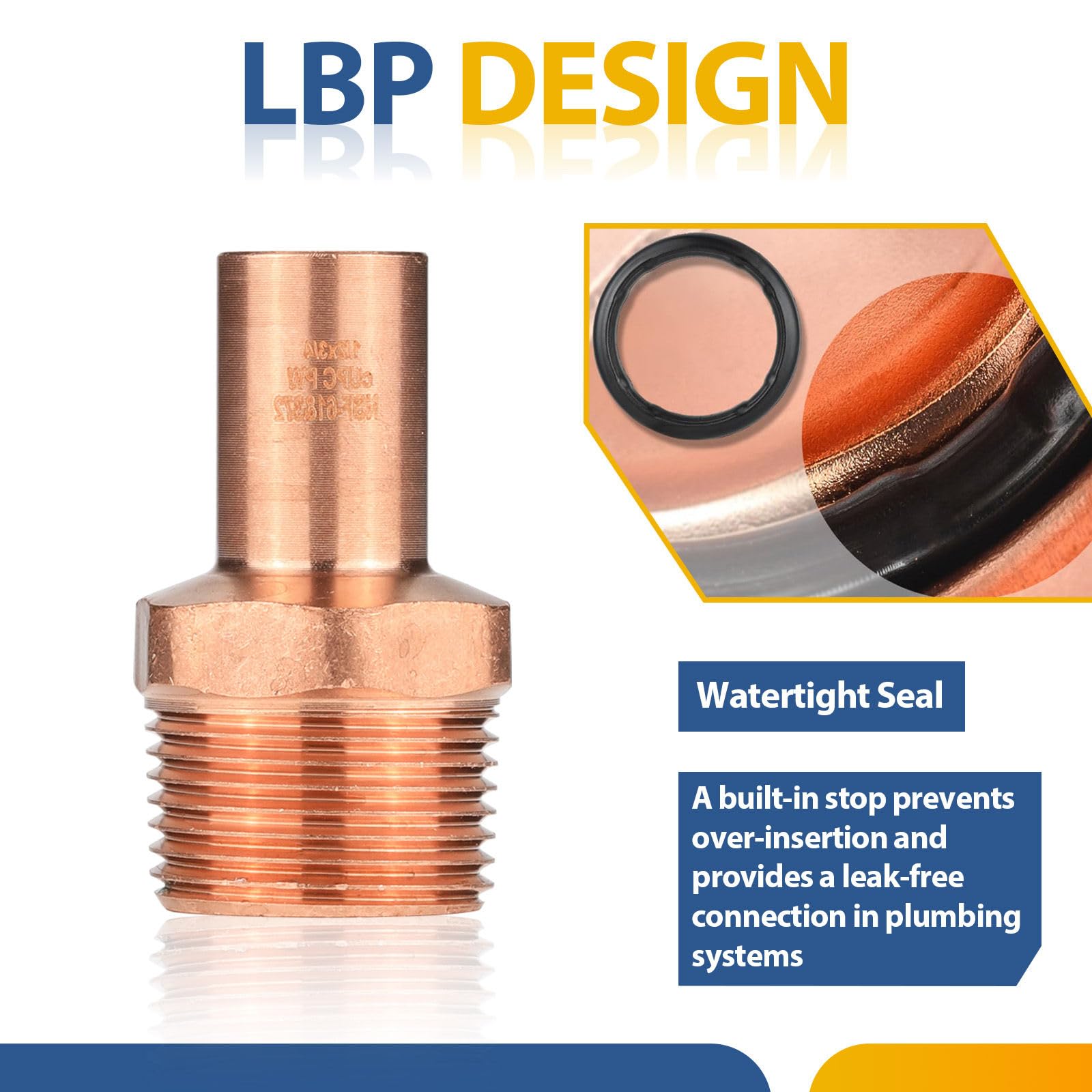 Paquete de 10 Unidades de, Llave de Paso Macho de Cobre para Calle, 1/2" FTG x 3/4" MPT, Llave de Paso Macho NPT para plomería.