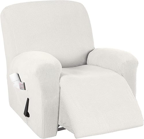 Miniatura 57 de PrinceDeco Funda para silla reclinable, elástica, 1 pieza, protector de muebles con parte inferior elástica para silla con bolsillo lateral, funda