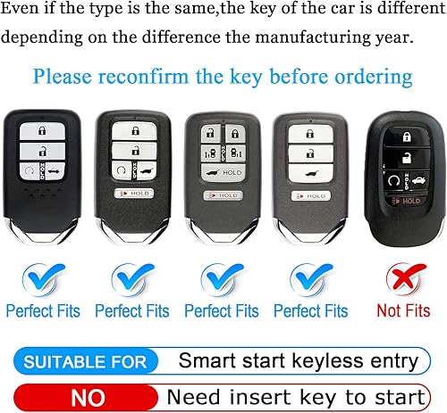 Miniatura 2 de QBUC Funda para llavero Honda con llavero, TPU suave, protección completa, compatible con Honda Accord Civic CRV HRV Pilot Odyssey Passport Smart