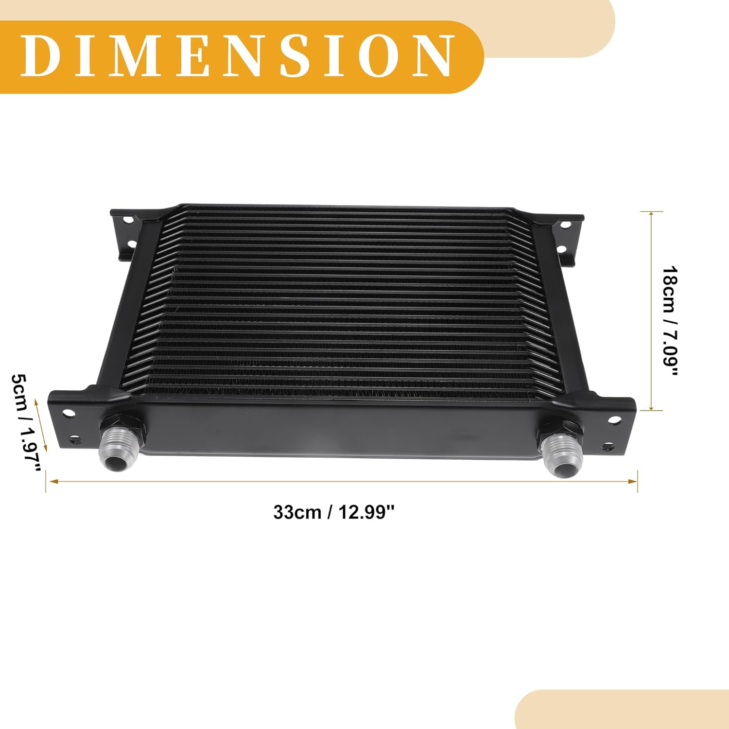 1 Set 25 Row Universal Transmission Oil Cooler - Trailers Truck RV Trans Oil Cooler Engine Radiator Oil Cooler with 8AN Adapter Aluminum Alloy Black