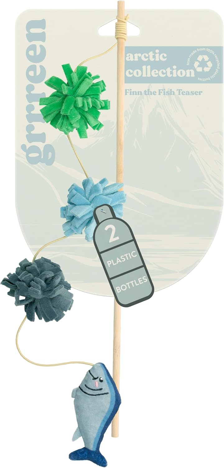 Arctic Collection Cat Toy | Fish Teaser for Indoor Cats | Cute Interactive Plush Toys for Swatting and Playing | Eco-Friendly & 100% Recycled Materials