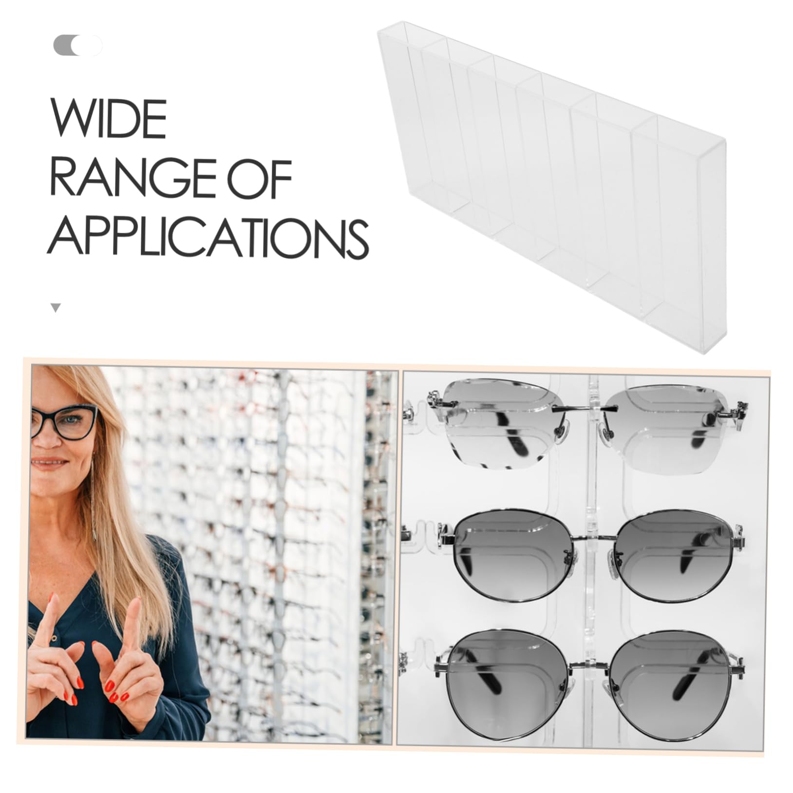 HOMOCONO Spectacle Holder Eyeglass Display Acrylic Eyewear Tray 6 Section Glasses Organizer