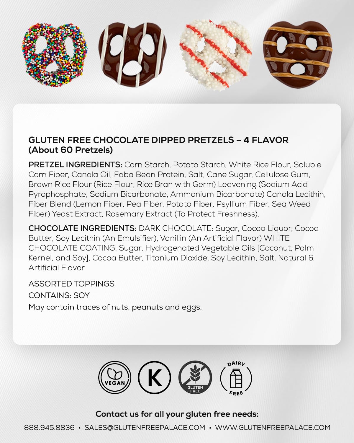 Gluten Free Palace Gift Box – Gourmet Gluten Free Easter Chocolate Covered Pretzels – Chocolate Treat & Snack Basket for Adults, Friends & Family – Easter Gift Basket (4 Flavors)