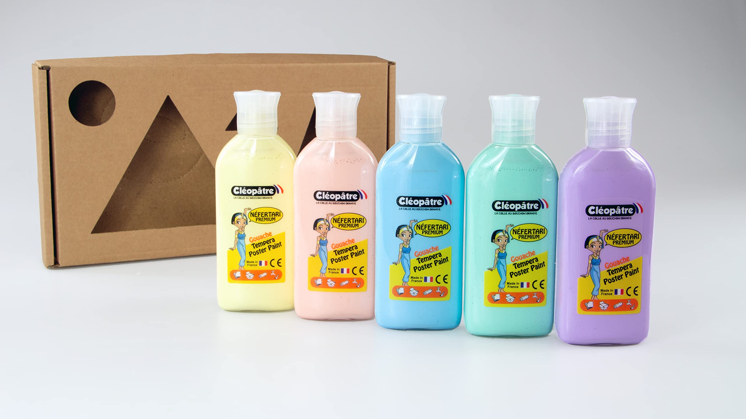 CLEOPATRE PGN100XX5P Lot de 5 flacons Gouache Néfertari Pastel 100ml Multicolore