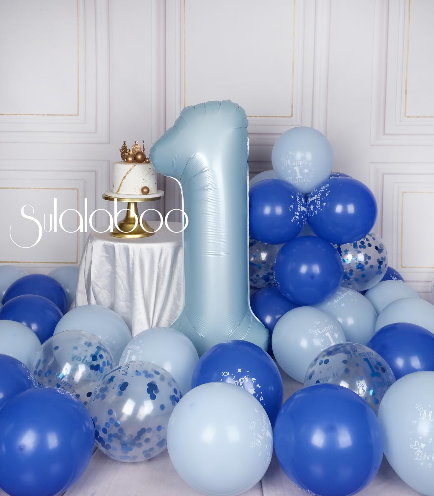 Globo azul con el número 14 de 40 pulgadas, corona de papel de aluminio grande, globos de helio para niños de 14 años, decoraciones de fiesta de cumpleaños, bodas, aniversarios, suministros